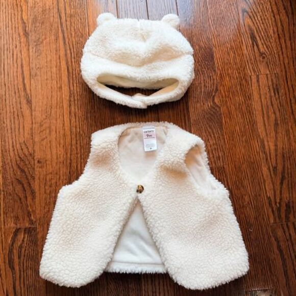 Carter's Other - Carter's Teddy Bear Sherpa Vest Hat Set 9M Neutral Baby Outfit